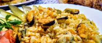 Плов с замороженными мидиями