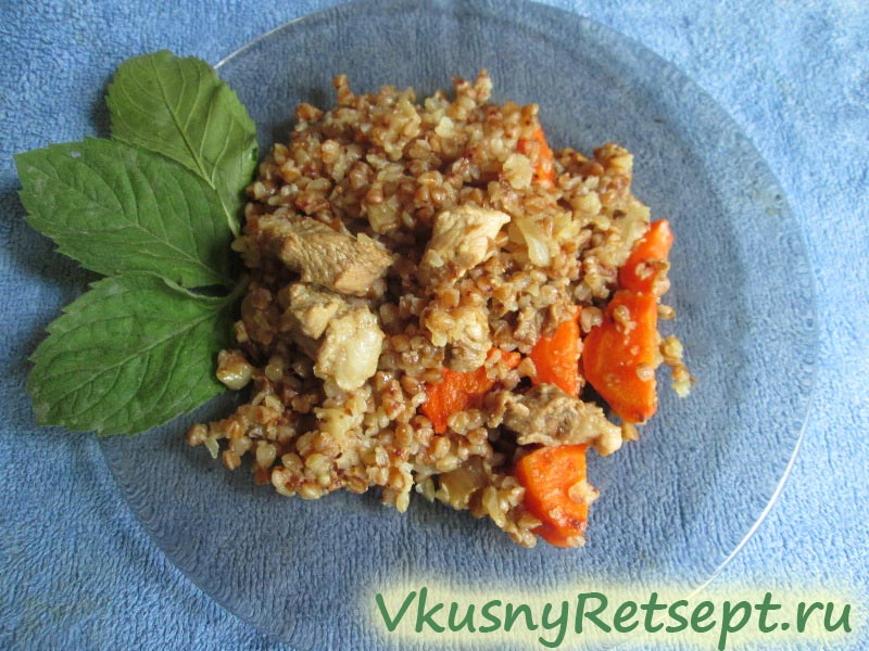 Мясо по-купечески с гречкой